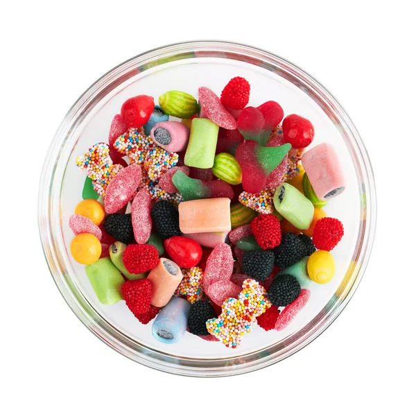 Sweet colorful candy in bowl — Stock Photo, Image