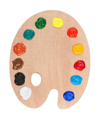 Boyalı ahşap sanat paleti.