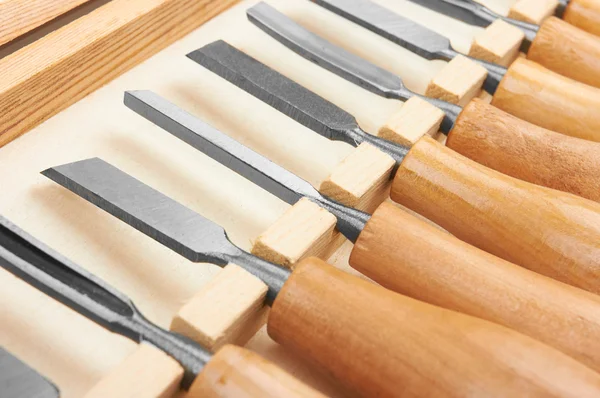 Set of Chisels in box — Stock Photo, Image