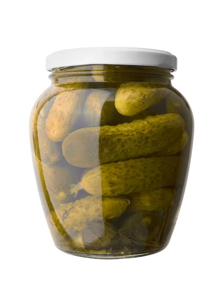 Pickled cucumbers in a glass jar — Stock Image Pickled cucumbers in a glass jar Stock Image