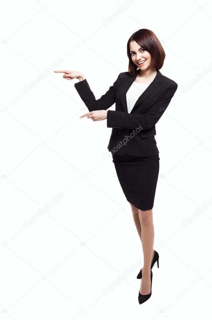 Smile Business woman show fingers isolated