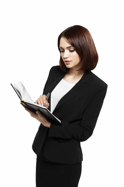 Üzleti nő tartja kezében a napi, elszigetelt fehér background Stock Fotó