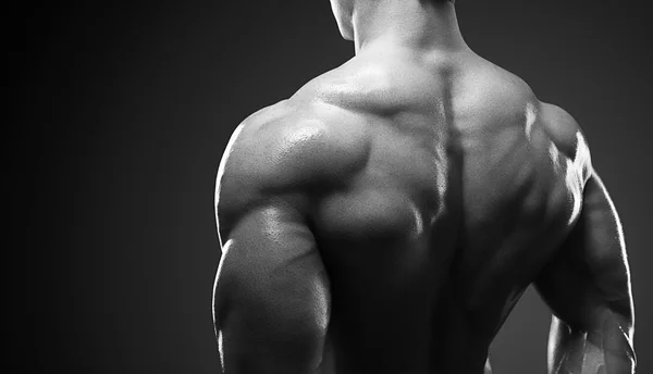 Musculado modelo masculino mostrando suas costas — Fotografia de Stock