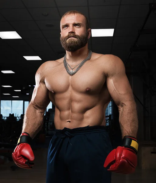 Fighter boxer on black background — Stock Photo, Image