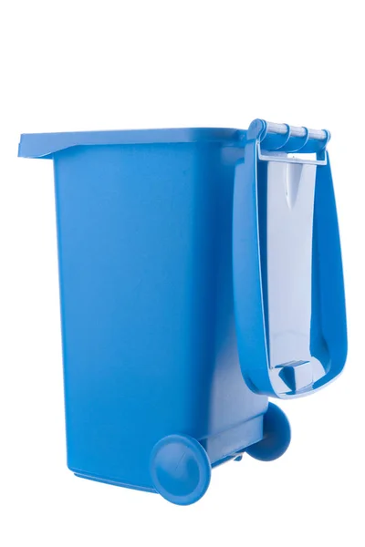 Plastic blue trash can isolated on white background — Stock Photo, Image