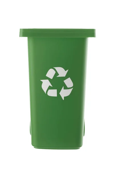 Пластиковий зелений смітник може бути ізольований на білому тлі — стокове фото