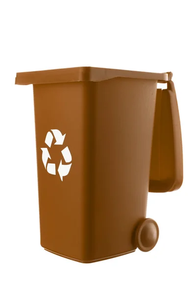 Πλαστικά καφέ σκουπίδια μπορεί να απομονωθεί σε λευκό φόντο — Φωτογραφία Αρχείου