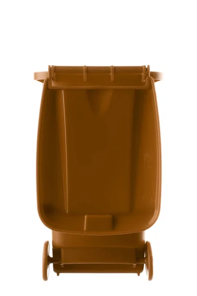 Plastic brown trash can isolated on white background — Stock Photo, Image