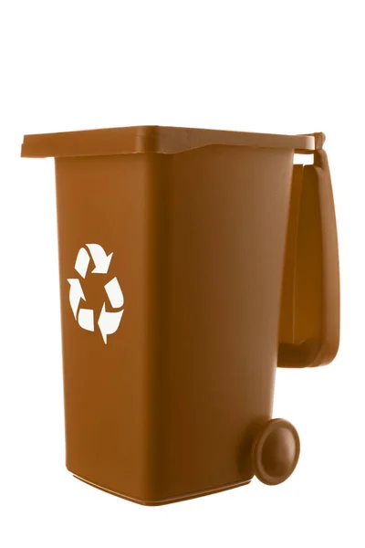 Πλαστικά καφέ σκουπίδια μπορεί να απομονωθεί σε λευκό φόντο — Φωτογραφία Αρχείου