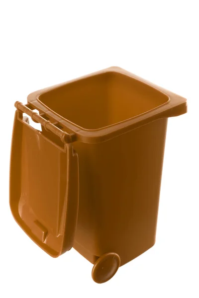 Plastic brown trash can isolated on white background Royalty Free Stock Photos