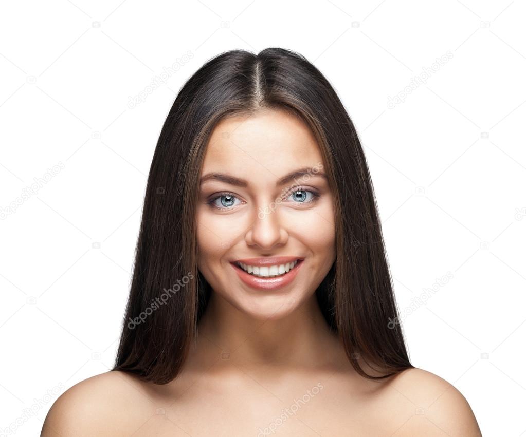 attractive smiling woman portrait on white background 