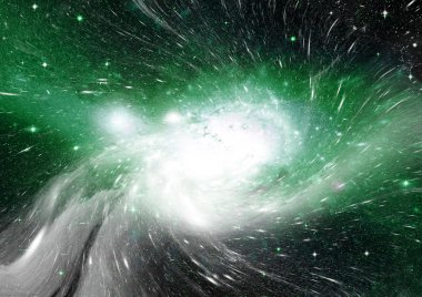 Uzak bir galaksideki yıldızlar, toz ve gaz bulutsusu