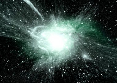 Uzak bir galaksideki yıldızlar, toz ve gaz bulutsusu