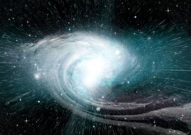 Uzak bir galaksideki yıldızlar, toz ve gaz bulutsusu