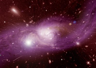 Uzak bir galaksideki yıldızlar, toz ve gaz bulutsusu