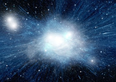 Uzak bir galaksideki yıldızlar, toz ve gaz bulutsusu