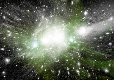 Uzak bir galaksideki yıldızlar, toz ve gaz bulutsusu