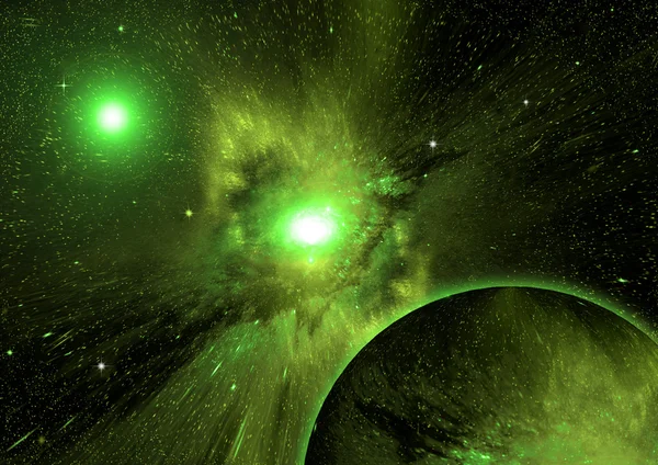 Uzak bir galaksideki yıldızlar, toz ve gaz bulutsusu — Stok fotoğraf