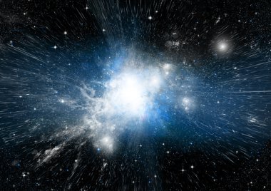 Uzak bir galaksideki yıldızlar, toz ve gaz bulutsusu