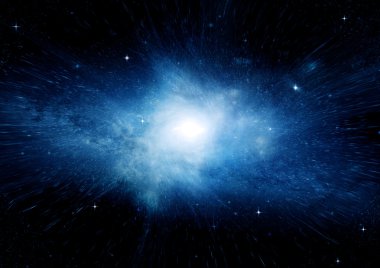 Uzak bir galaksideki yıldızlar, toz ve gaz bulutsusu