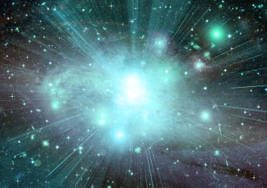 Uzak bir galaksideki yıldızlar, toz ve gaz bulutsusu