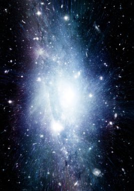 Uzak bir galaksideki yıldızlar, toz ve gaz bulutsusu