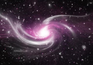 Uzak bir galaksideki yıldızlar, toz ve gaz bulutsusu