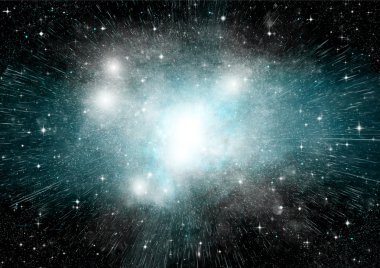 Uzak bir galaksideki yıldızlar, toz ve gaz bulutsusu