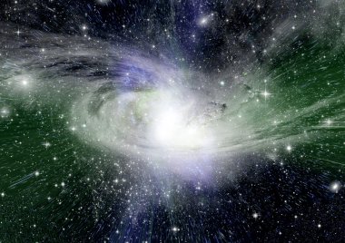 Uzak bir galaksideki yıldızlar, toz ve gaz bulutsusu