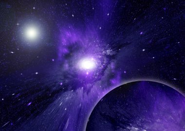 Uzak bir galaksideki yıldızlar, toz ve gaz bulutsusu