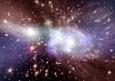 Uzak bir galaksideki yıldızlar, toz ve gaz bulutsusu