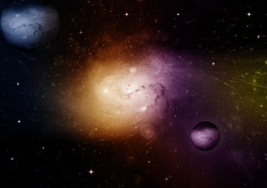 Uzak bir galaksideki yıldızlar, toz ve gaz bulutsusu