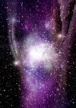 Uzak bir galaksideki yıldızlar, toz ve gaz bulutsusu