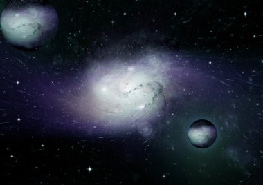 Uzak bir galaksideki yıldızlar, toz ve gaz bulutsusu