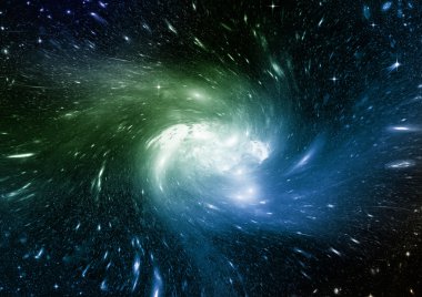 Uzak bir galaksideki yıldızlar, toz ve gaz bulutsusu