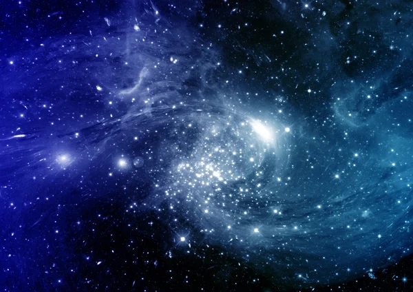 Uzak bir galaksideki yıldızlar, toz ve gaz bulutsusu