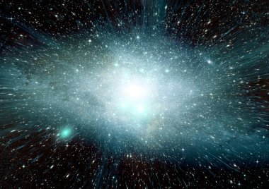 Uzak bir galaksideki yıldızlar, toz ve gaz bulutsusu