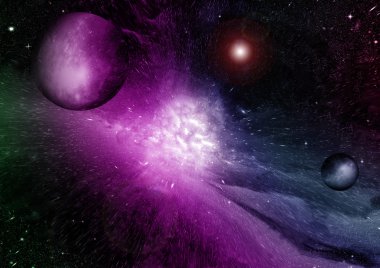 Uzak bir galaksideki yıldızlar, toz ve gaz bulutsusu