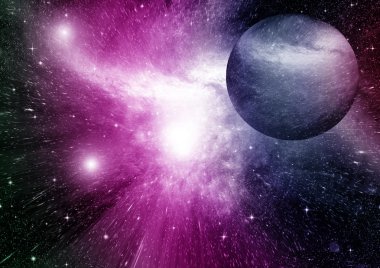 Uzak bir galaksideki yıldızlar, toz ve gaz bulutsusu