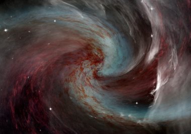 Uzak bir galaksideki yıldızlar, toz ve gaz bulutsusu