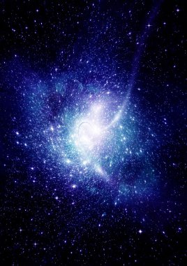 Uzak bir galaksideki yıldızlar, toz ve gaz bulutsusu