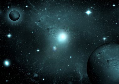 Uzak bir galaksideki yıldızlar, toz ve gaz bulutsusu