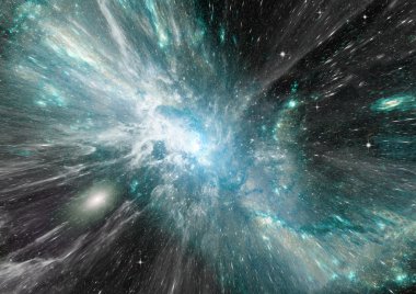 Uzak bir galaksideki yıldızlar, toz ve gaz bulutsusu