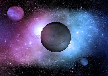 Uzak bir galaksideki yıldızlar, toz ve gaz bulutsusu