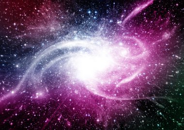 Uzak bir galaksideki yıldızlar, toz ve gaz bulutsusu