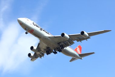 Novosibirsk - Nisan 30: Boeing 747-8 Cargolux Novosibirsk Tolmachevo havaalanına iniş. 30 Nisan 2016 Novosibirsk Rusya'da