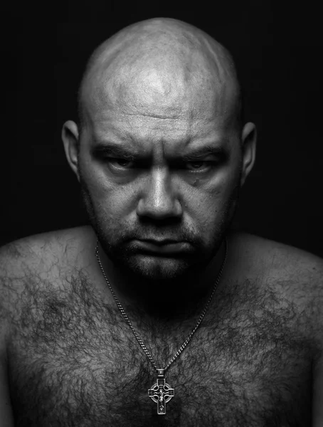 Streszczenie portret, smutne i martwiąc się człowiek z bliska — Zdjęcie stockowe