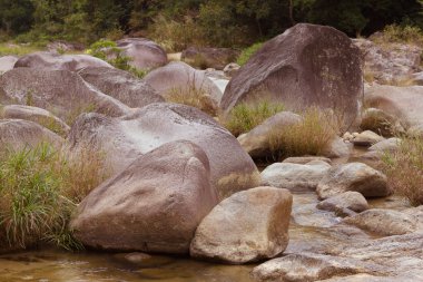 Altında saydam su ve taşlar olan akarsu dağı.
