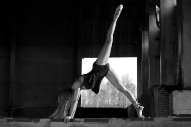 attractive woman dancing modern ballet