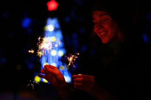 Fundo de férias com um sparkler — Fotografia de Stock